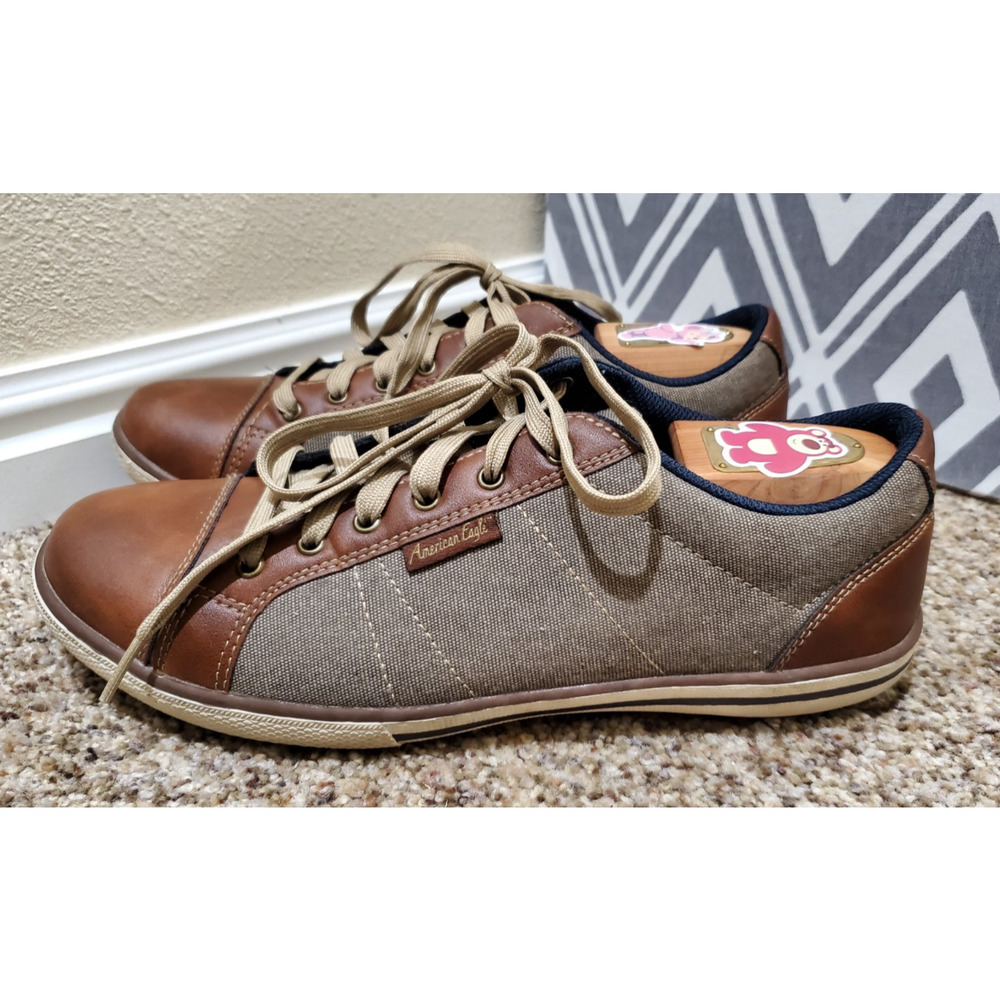 American Eagle AE Canvas Leather Lace Up Sneakers Men’s 11 Brown Casual Shoes - Picture 3 of 8